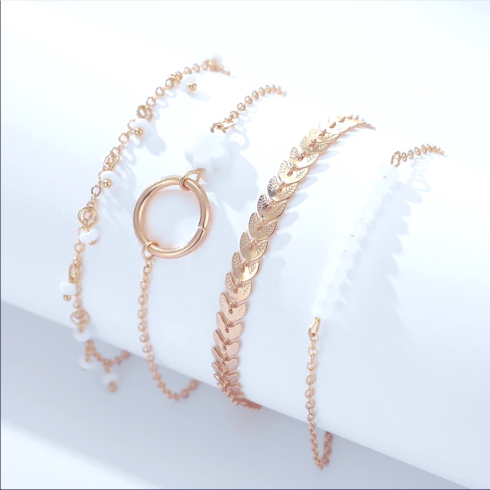 Bohemian Style Four Piece Gold Bracelet